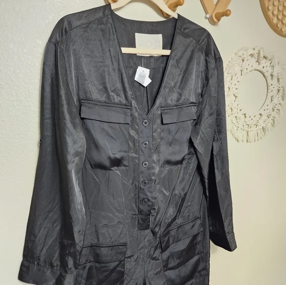 Rachel Roy Oversized Utility Long-Sleeve Jumpsuit In Black Women's Size …